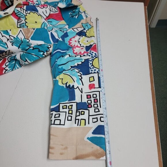 Additions by Chicos Boat Harbor Print Jacket Sz 3 XL Artsy Cotton Blend Long Slv - Picture 8 of 12